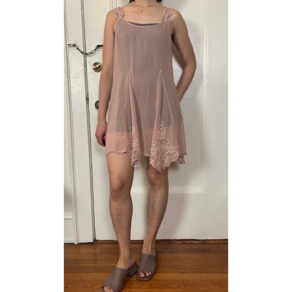 Free people floral pattern beaded sheer mini dress - Picture 4 of 5